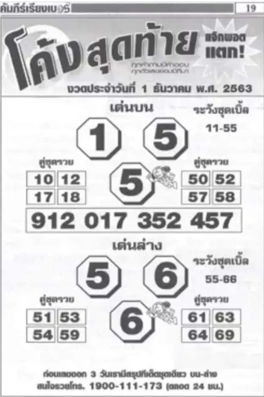เลขเด็ดโค้งสุดท้าย1/12/64