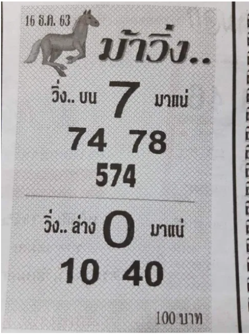เลขม้าวิ่ง16/12/63