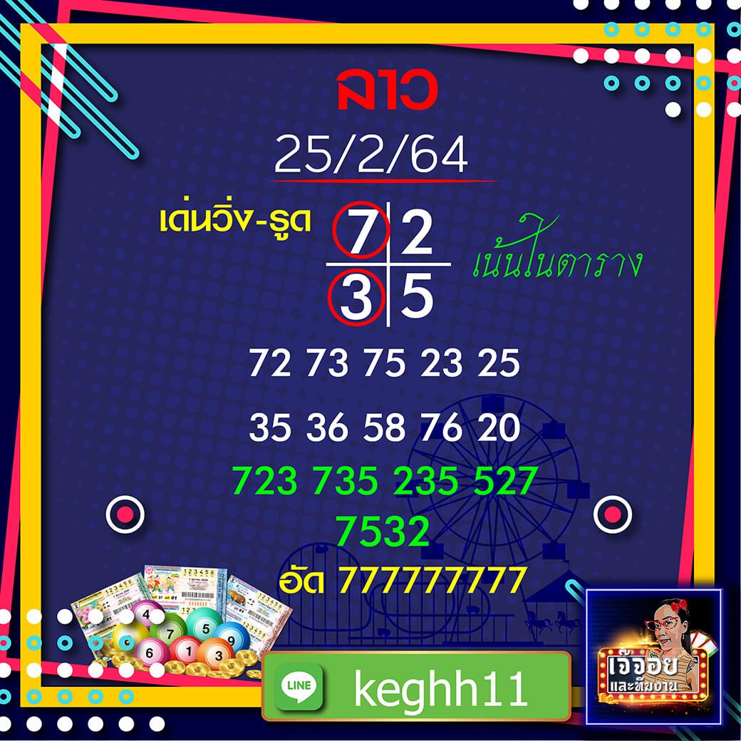 หวยลาวเจ๊จอย25/02/64