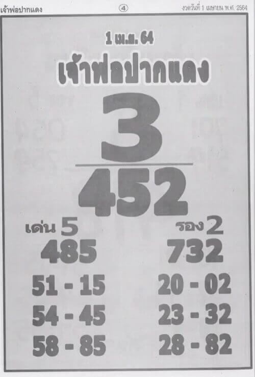 เลขเด็ดเจ้าพ่อปากแดง01/04/64