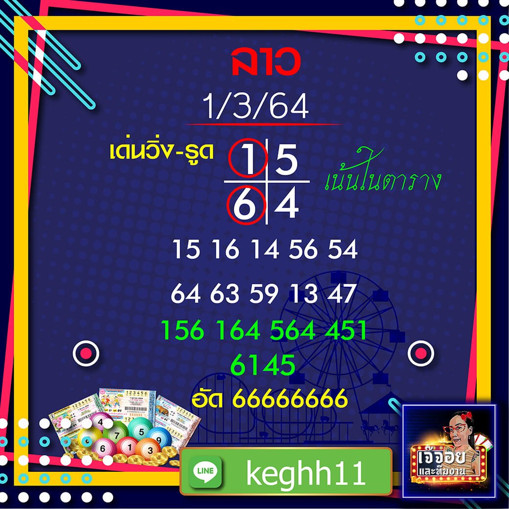 แนวทางหวยลาว เจ๊จอย 01/03/64