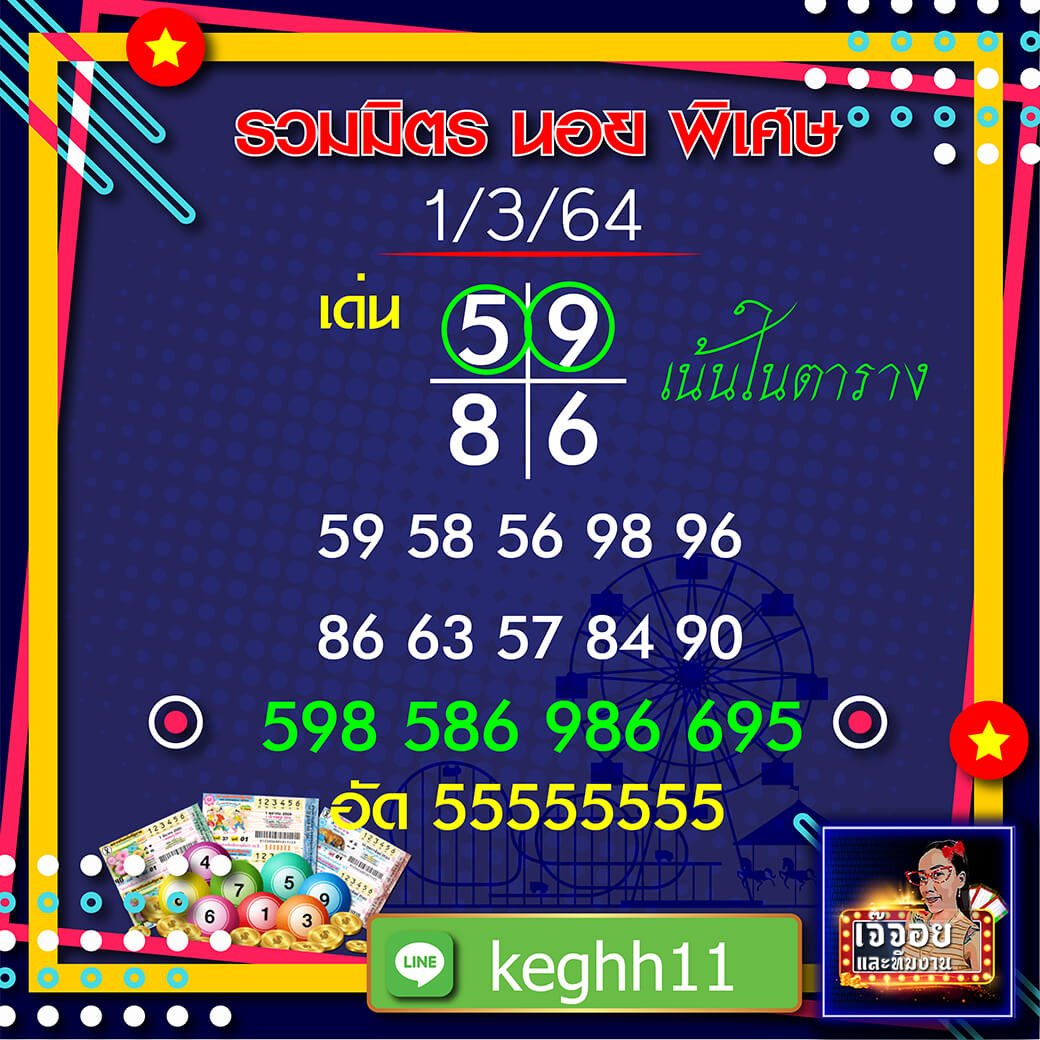 แนวทางหวยฮานอยแม่นๆ เจ๊จอย 01/03/64