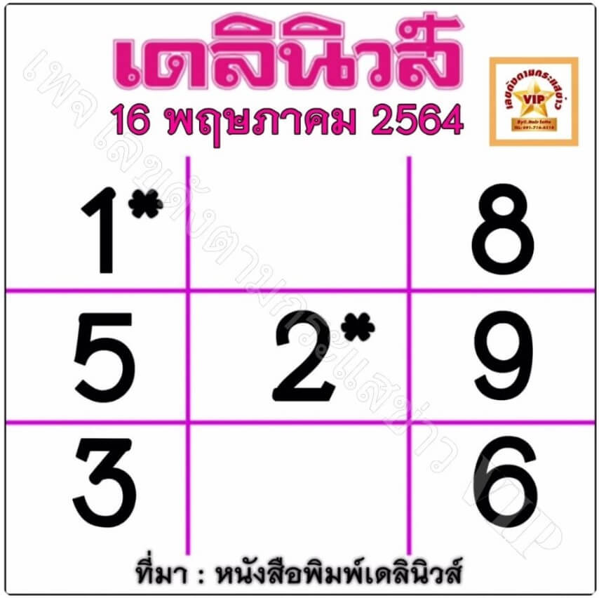 หวยเดลินิวส์ 16/05/64