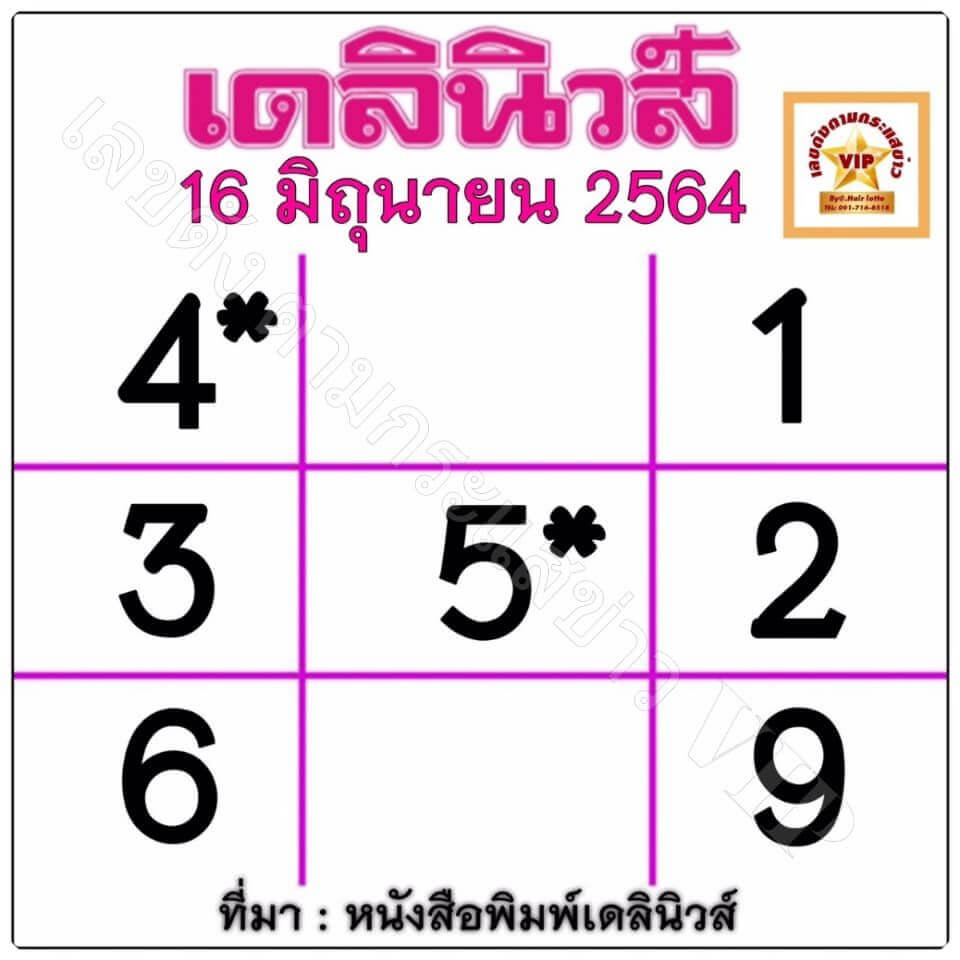 เลขเดลินิวส์16/6/64