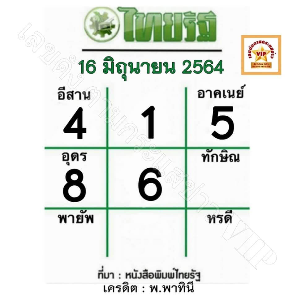 เลขเด็ดไทยรัฐ16/6/64