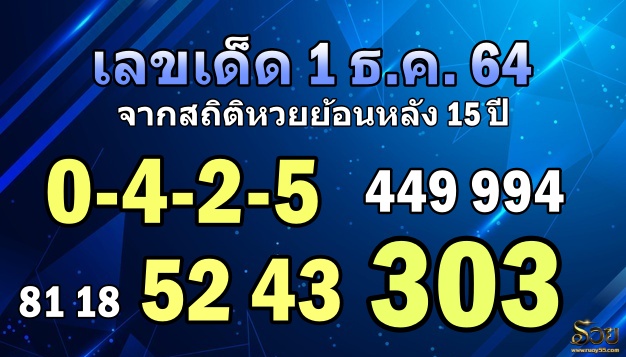 สถิติหวย 1 ธันวาคม