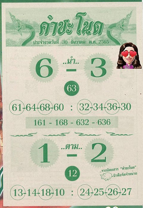 เลขคำชะโนดใบเขียว หวยงวดนี้ 30/12/65