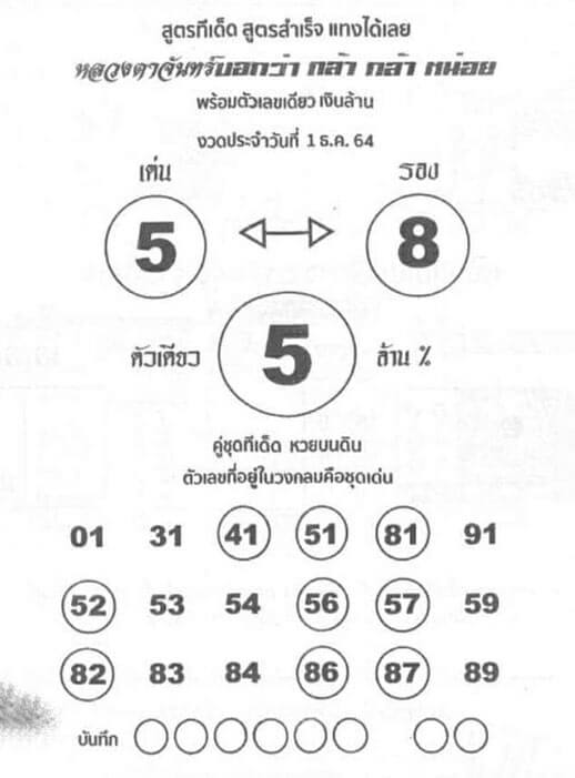 หวยหลวงตาจันทร์1/12/64