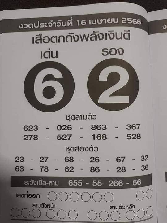 เลขเด็ดเสือตกถังพลังเงินดี เมษายน 2566