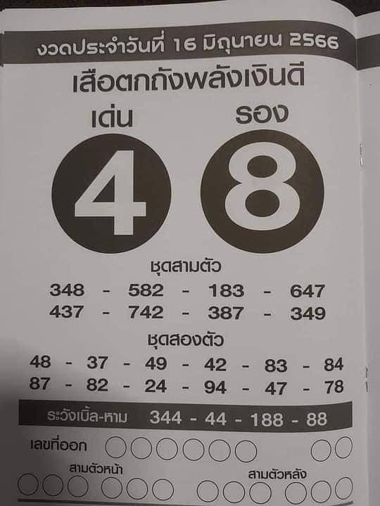 เลขเด็ดเสือตกถังพลังเงินดี มิถุนายน 2566